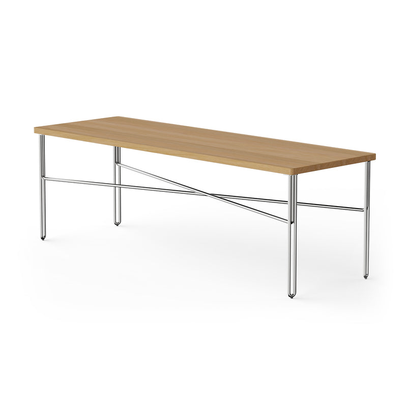 NINE - Inline Couchtisch | 120 x 40 cm / Eiche/Edelstahl poliert