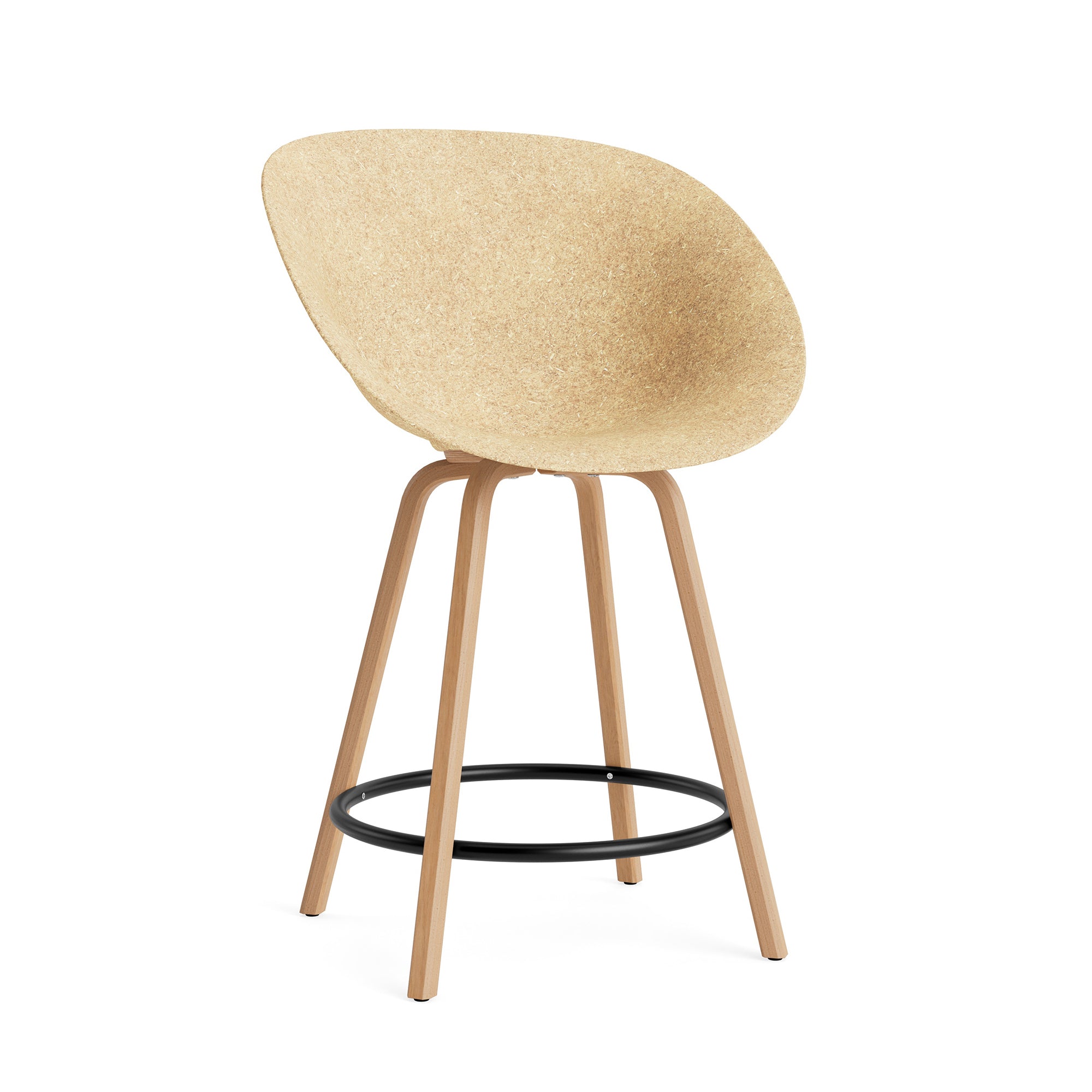 Normann Copenhagen - Mat Barstuhl mit Armlehnen | Fußstütze schwarz / H 65 cm / hemp