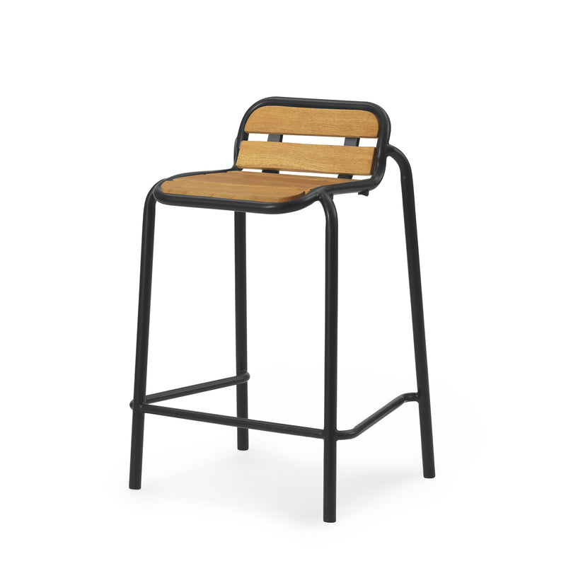 Normann Copenhagen - Vig Outdoor Barstuhl | Robinie natur / H 65 cm / schwarz