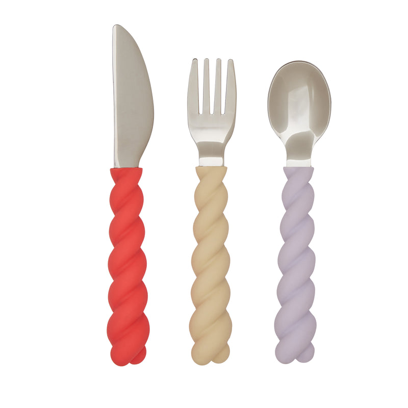 OYOY - Mellow Kinderbesteck | lavender/vanilla/cherry red