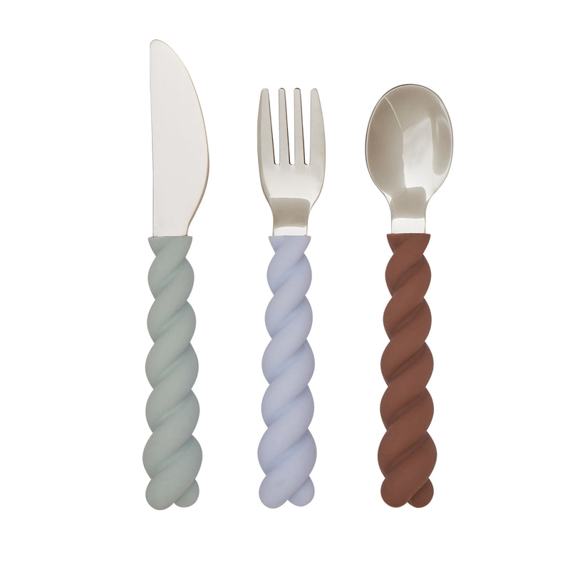 OYOY - Mellow Kinderbesteck | pale mint/choco/iceblue