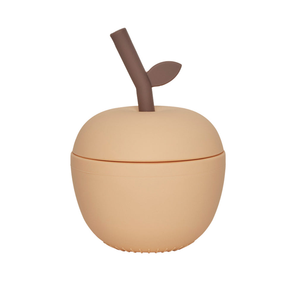 OYOY Mini - Apfel Becher mit Strohhalm | peach