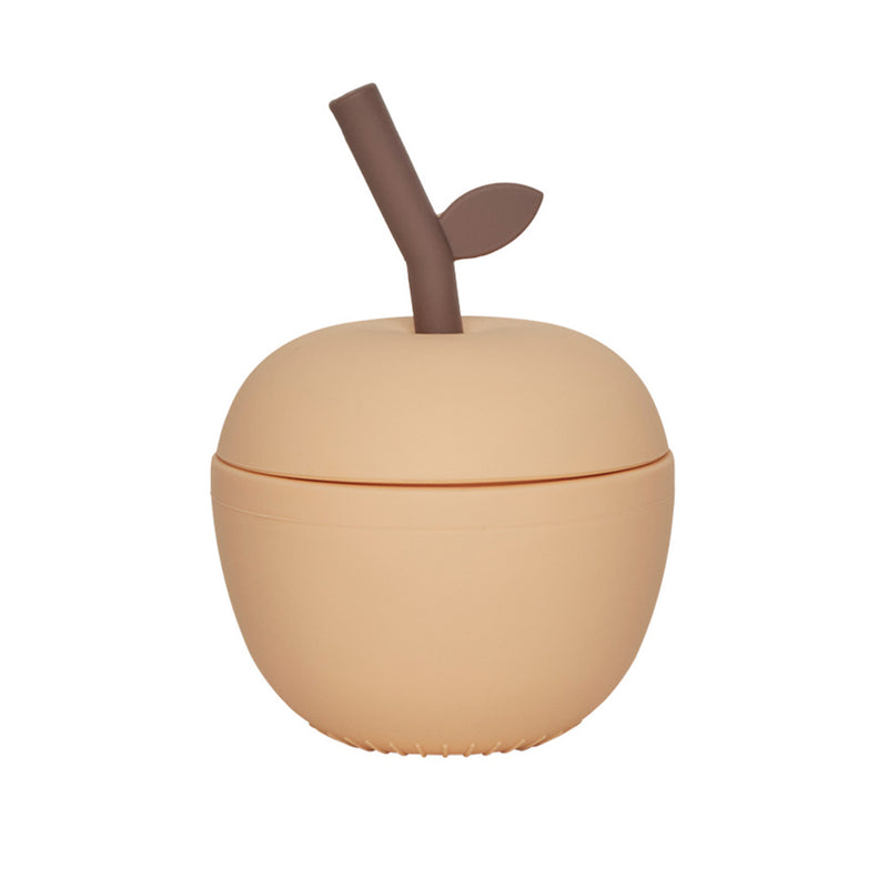 OYOY Mini - Apfel Becher mit Strohhalm | peach