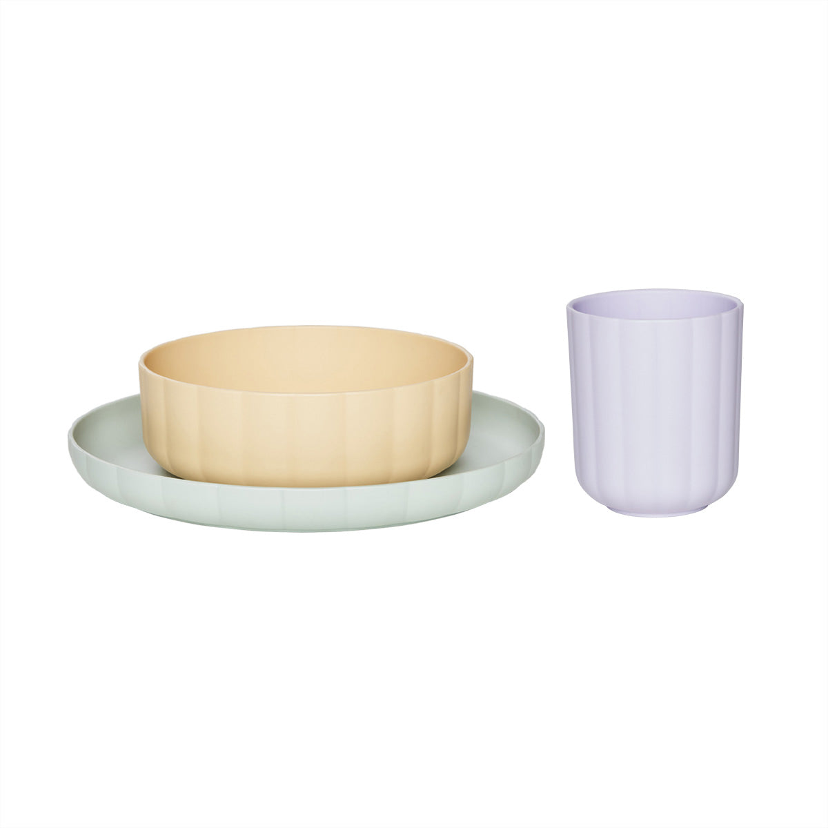 OYOY Mini - Pullo Kindergeschirr-Set | pale mint/vanilla/lavender