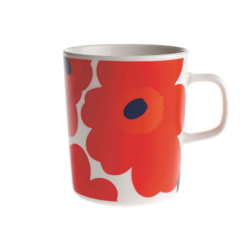 Marimekko - Oiva Unikko Becher mit Henkel | 250 ml / weiß/rot