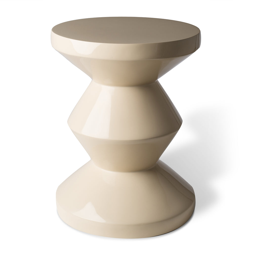 POLSPOTTEN - Zig Zag Hocker | Synthetisches Material / beige