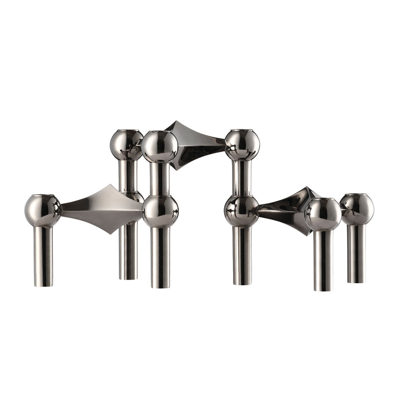 Stoff Nagel - Kerzenhalter | 3er-Set / schwarz/chrom