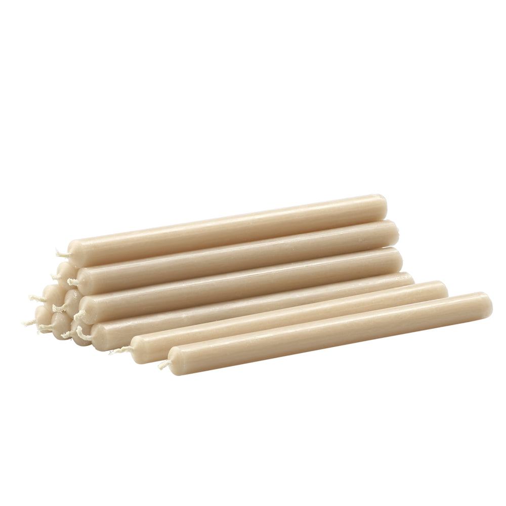 Stoff Nagel - Paraffin-Kerzen | 12er-Set / beige