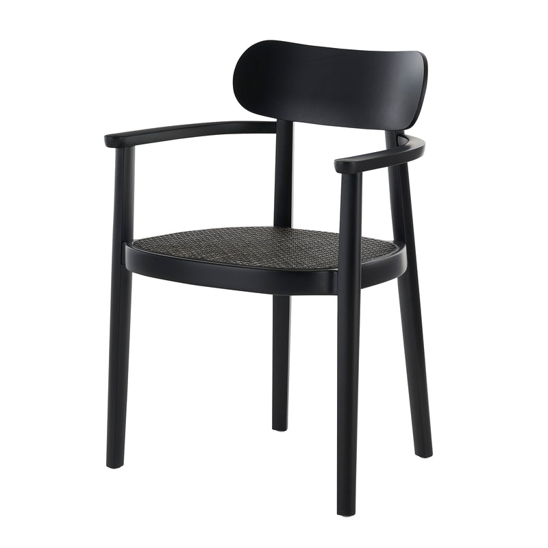 Thonet - 118 FV Armlehnstuhl | Buche schwarz gebeizt / Geflecht dark melange