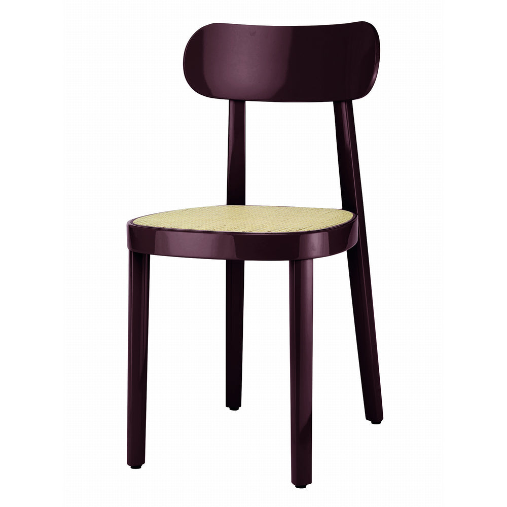 Thonet - 118 Stuhl | Buche dunkelbraun-violett hochglanz lackiert / Single / Rohrgeflecht