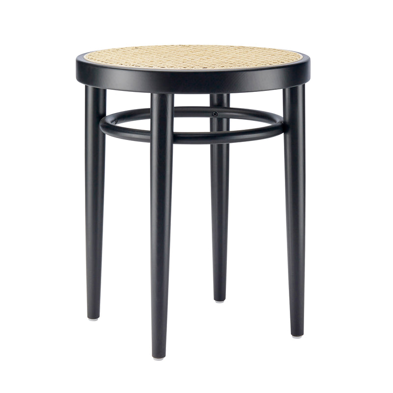 Thonet - 214 RH Hocker | Buche schwarz gebeizt / Rohrgeflecht mit Kunststoffstützgewebe
