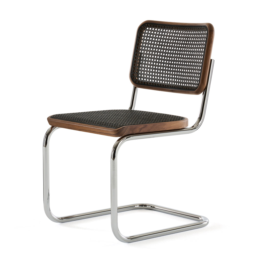Thonet - S 32 V Stuhl | Geflecht dark / Nussbaum natur / Chrom