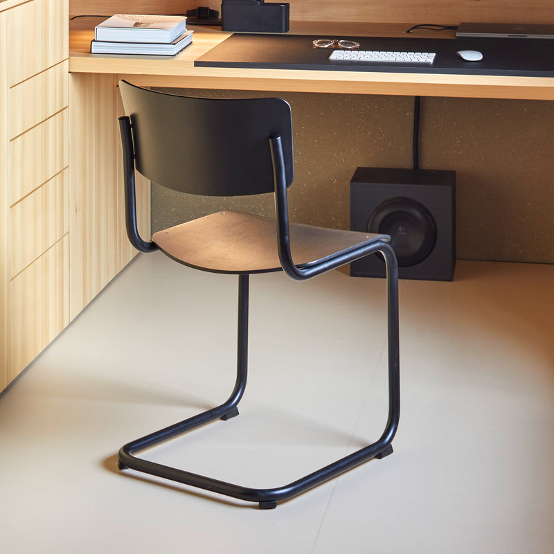 Thonet - S 43 Freischwinger Chrom | schwarz / schwarz