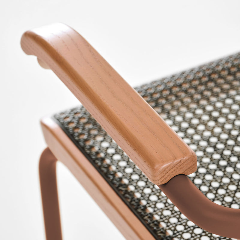 Thonet - S 64 V Freischwinger | Geflecht dark / Eiche gebeizt / rosenholz