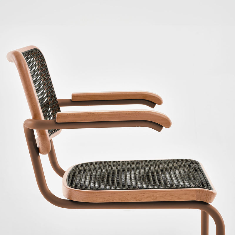 Thonet - S 64 V Freischwinger | Geflecht dark / Eiche gebeizt / rosenholz