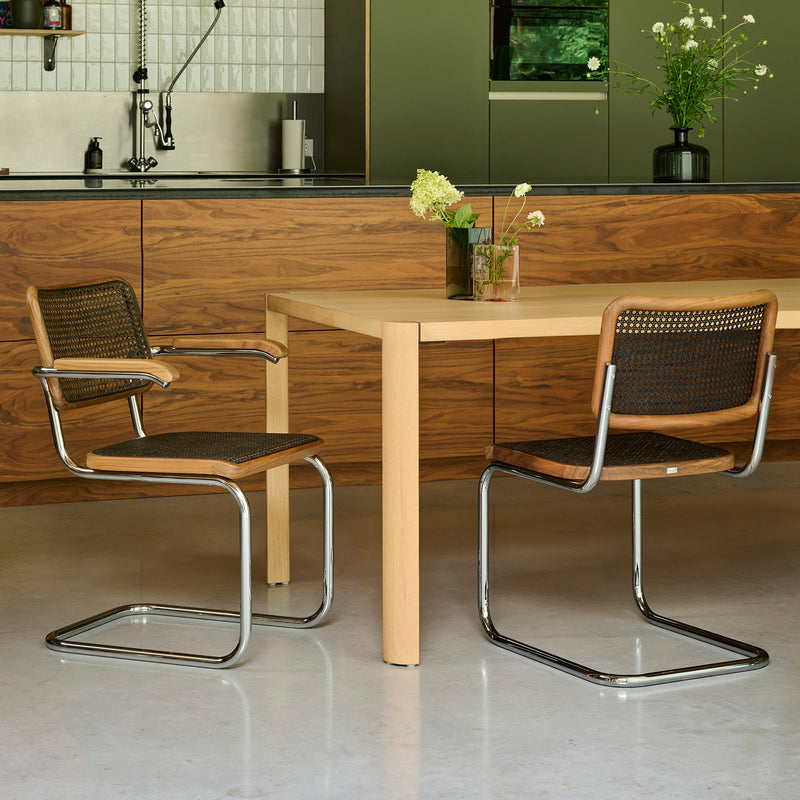 Thonet - S 32 V Stuhl | Geflecht dark / Nussbaum natur / Chrom