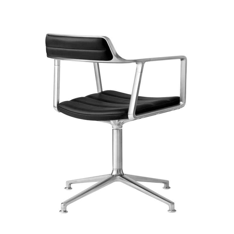 Vipp - 452 Drehstuhl | Gleiter / Leder schwarz / Aluminium poliert