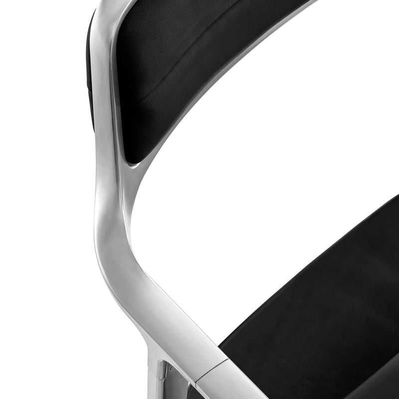 Vipp - 452 Drehstuhl | Gleiter / Leder schwarz / Aluminium poliert