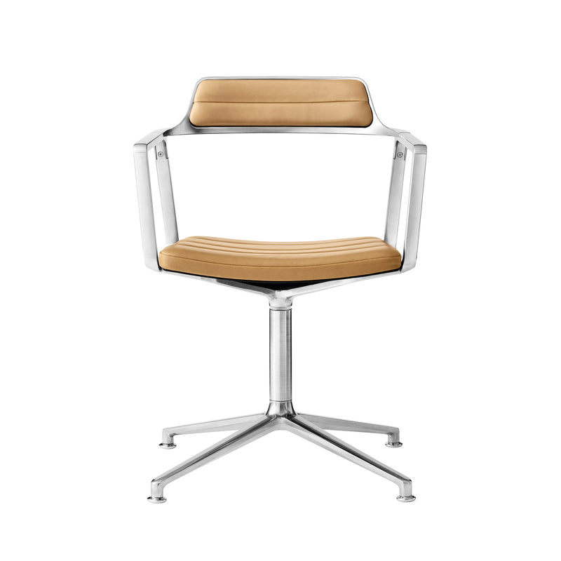 Vipp - 452 Drehstuhl | Gleiter / Leder camel / Aluminium poliert