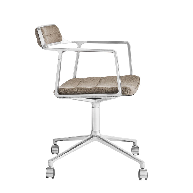 Vipp - 452 Drehstuhl | Rollen / dark sand / Aluminium poliert