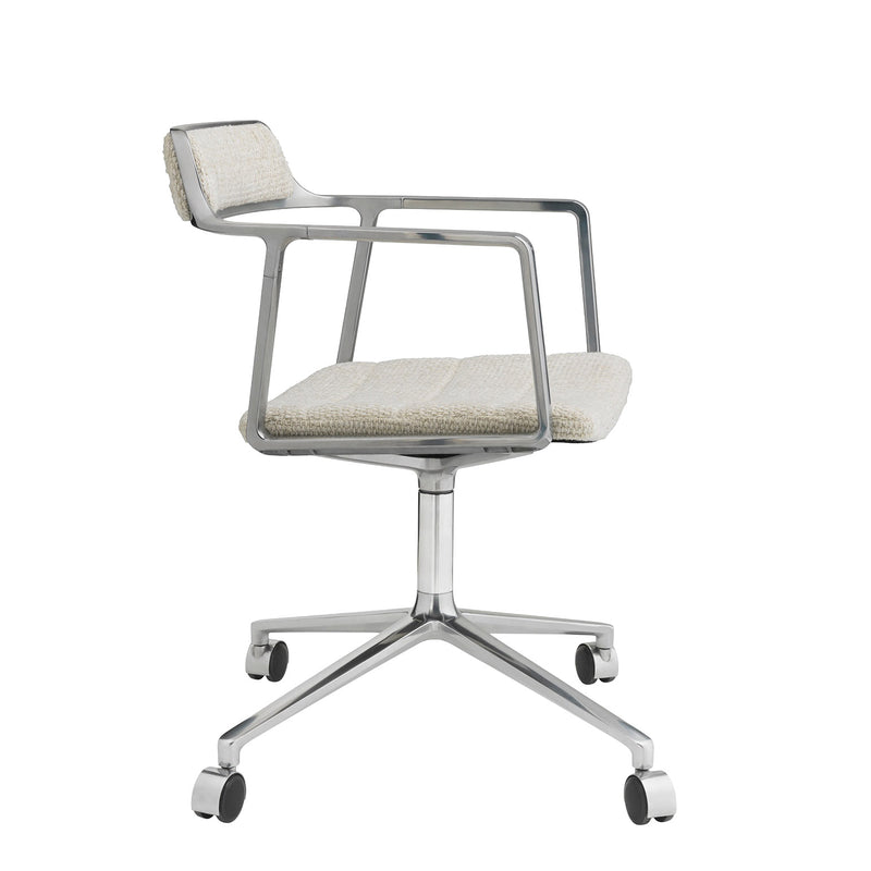 Vipp - 452 Drehstuhl | Rollen / off white / Aluminium poliert