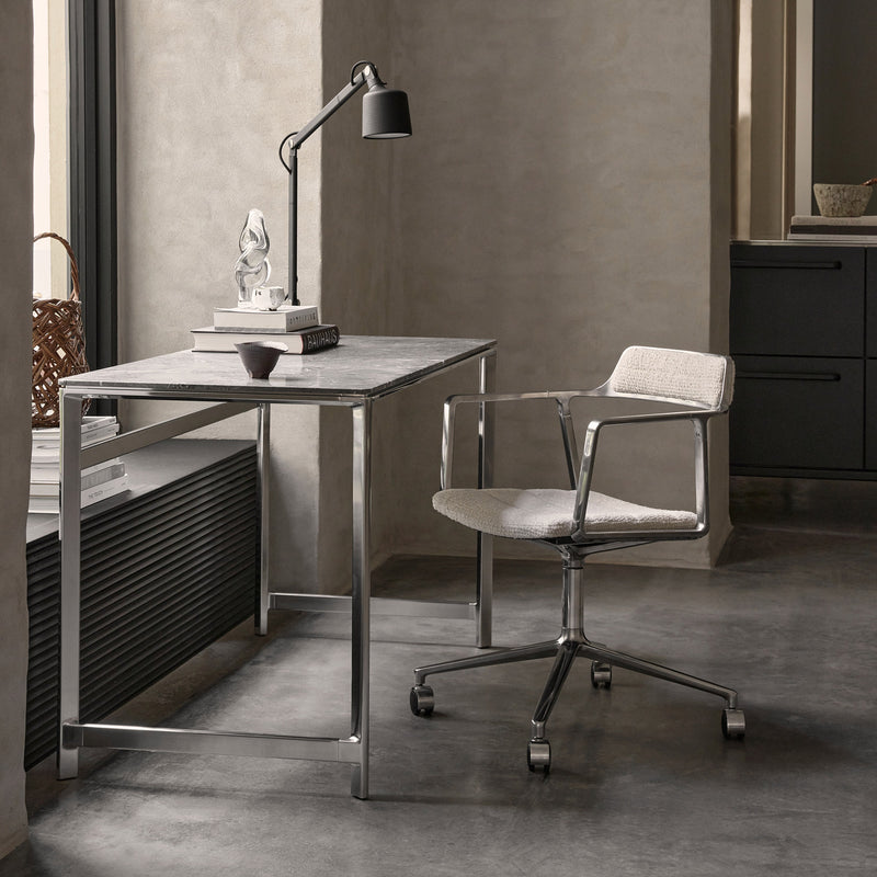 Vipp - 452 Drehstuhl | Rollen / off white / Aluminium poliert