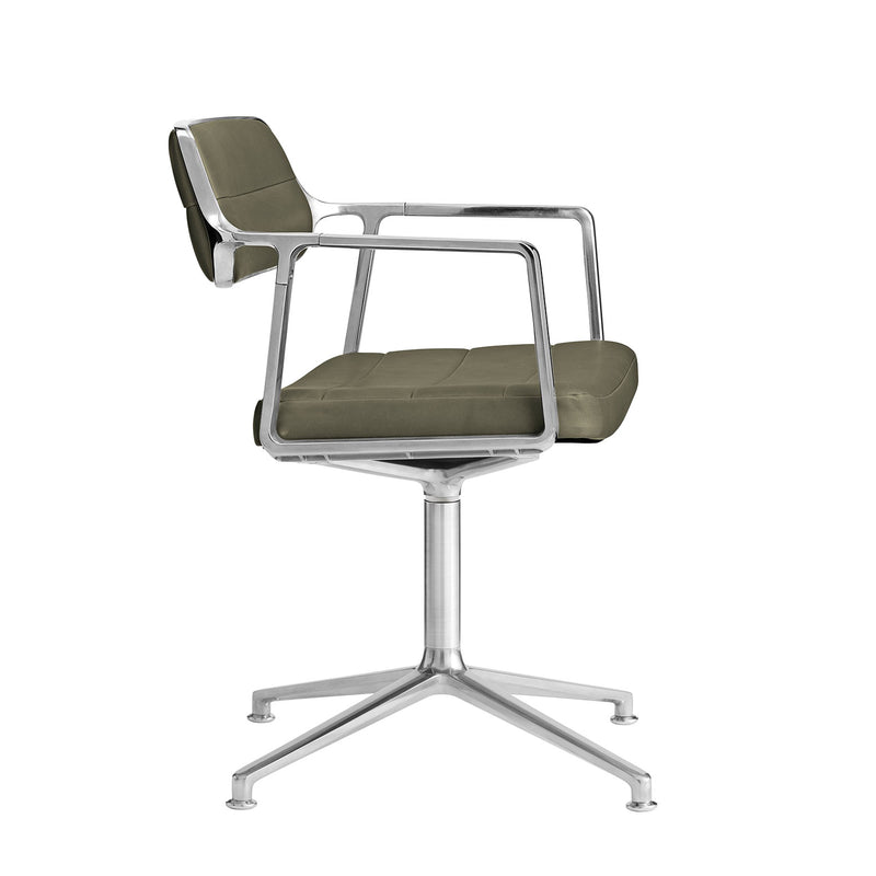 Vipp - 453 Swivel Drehstuhl | Gleiter / Leder bosco grün
