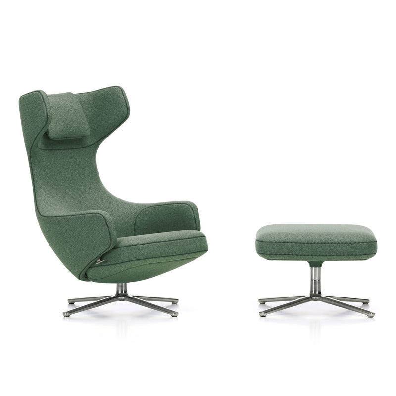 Vitra - Grand Repos Sessel und Ottoman | Cosy 2 schilfgrün (17) (Kreuzstichnaht)