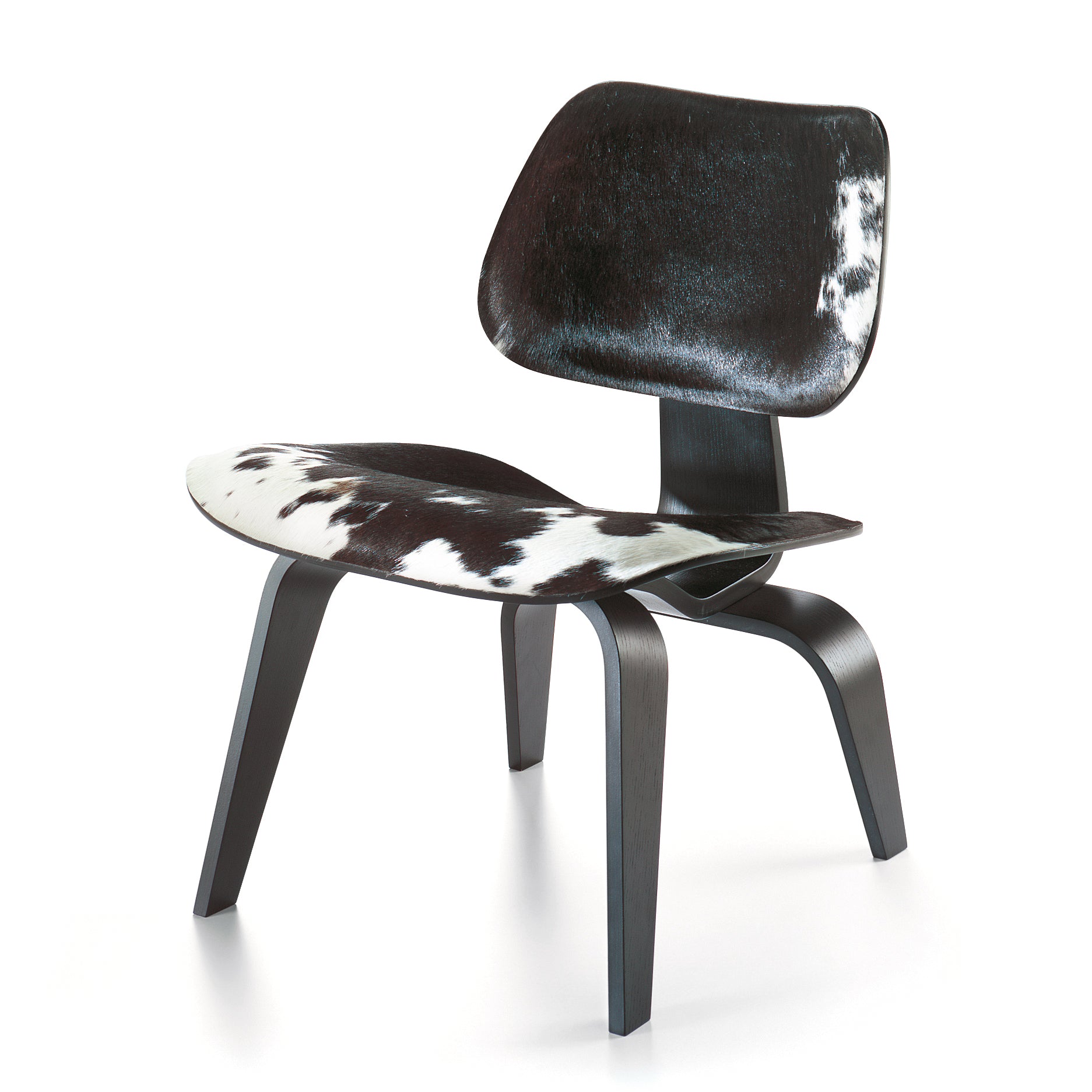 Vitra - Plywood Group LCW Stuhl Calf's Skin | Kuhfell schwarz / weiß / Esche schwarz