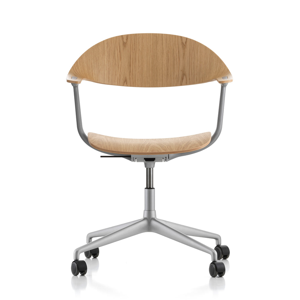 Vitra - Mynt Bürostuhl Viersterngestell | Aluminium gestrahlt / Eiche natur