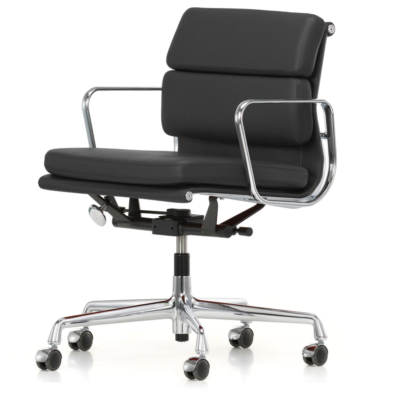 Vitra - Soft Pad Chair EA 217 | Leder Premium F/Plano - asphalt/dunkelgrau / verchromt