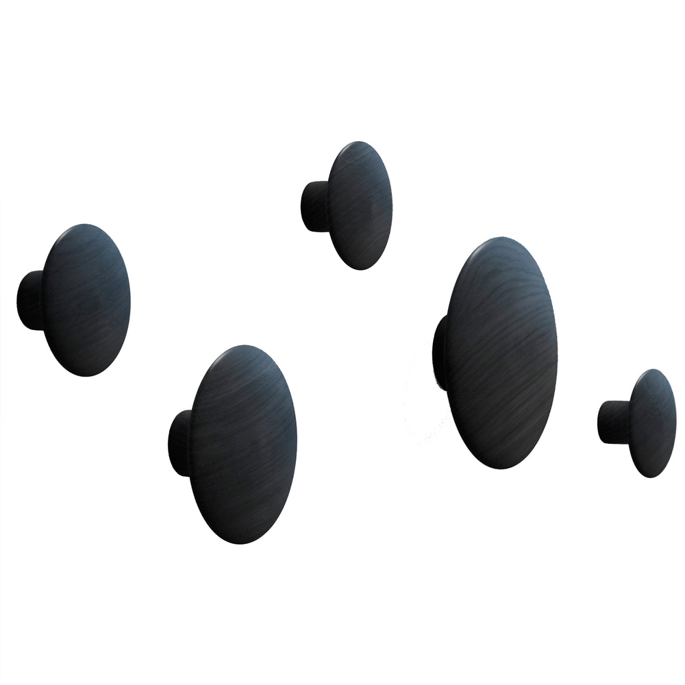 Muuto - Wandhaken "The Dots Wood" 5er-Set | schwarz