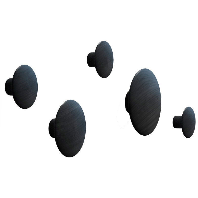 Muuto - Wandhaken "The Dots Wood" 5er-Set | schwarz