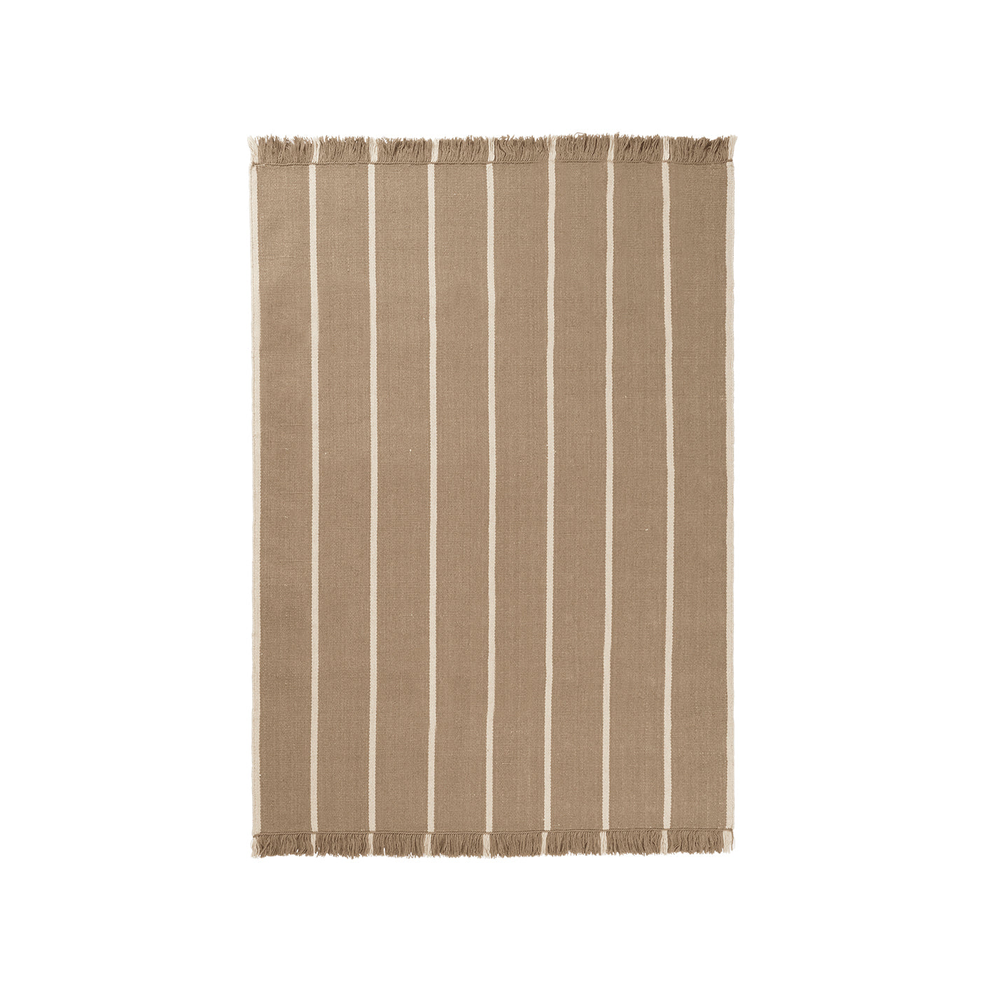Ferm Living - Calm Kelim Wollteppich | 140 x 200 cm / dark sand/off-white