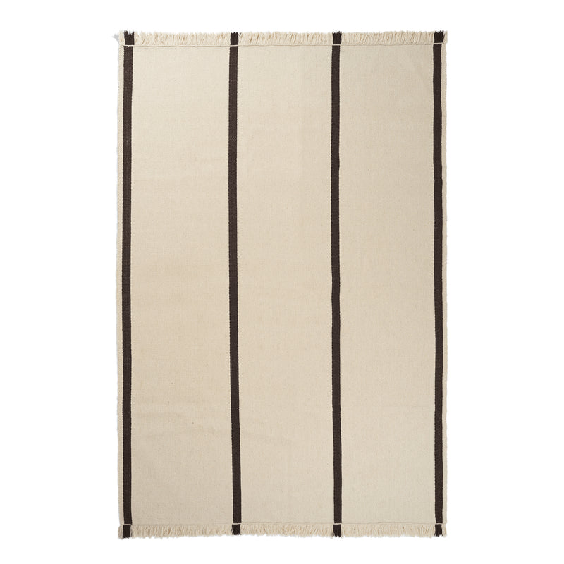 Ferm Living - Calm Kelim Wollteppich | 200 x 300 cm / off-white/coffee