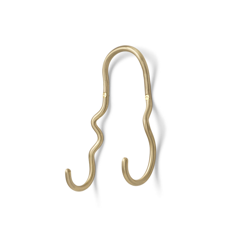 Ferm Living - Curvature Wandhaken | doppelt / Messing