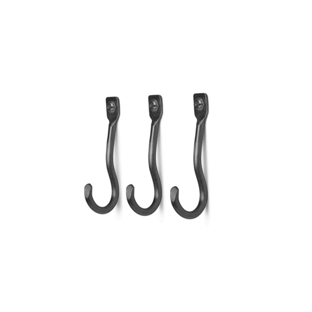Ferm Living - Curvature Wandhaken | 3er-Set / Messing schwarz