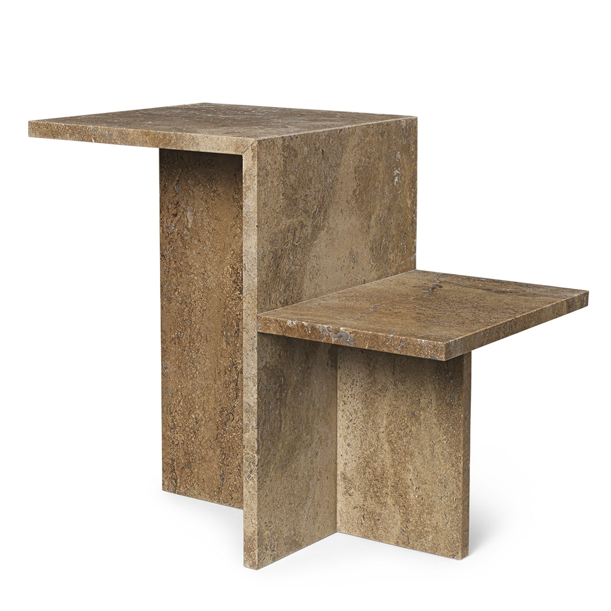 Ferm Living - Distinct Beistelltisch | Travertin-Stein, dunkelbraun