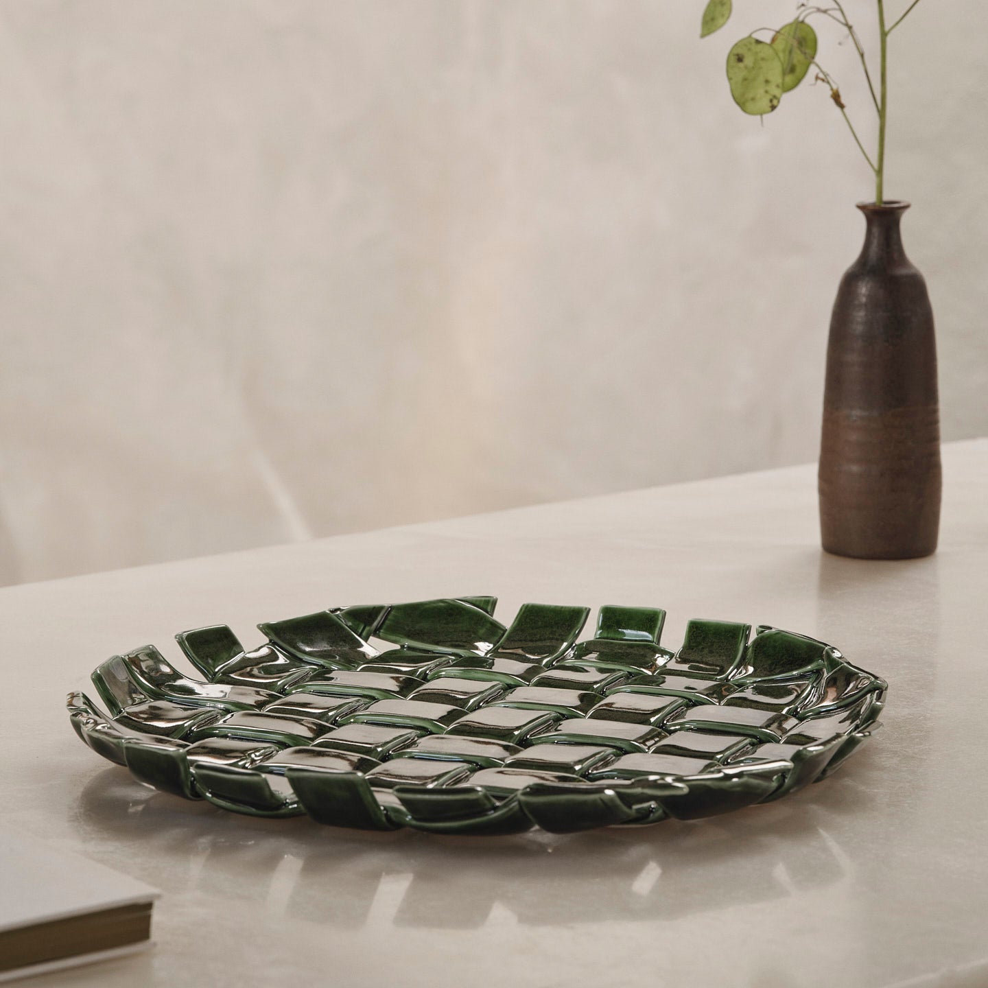 Ferm Living - Plait Servierplatte | emerald green