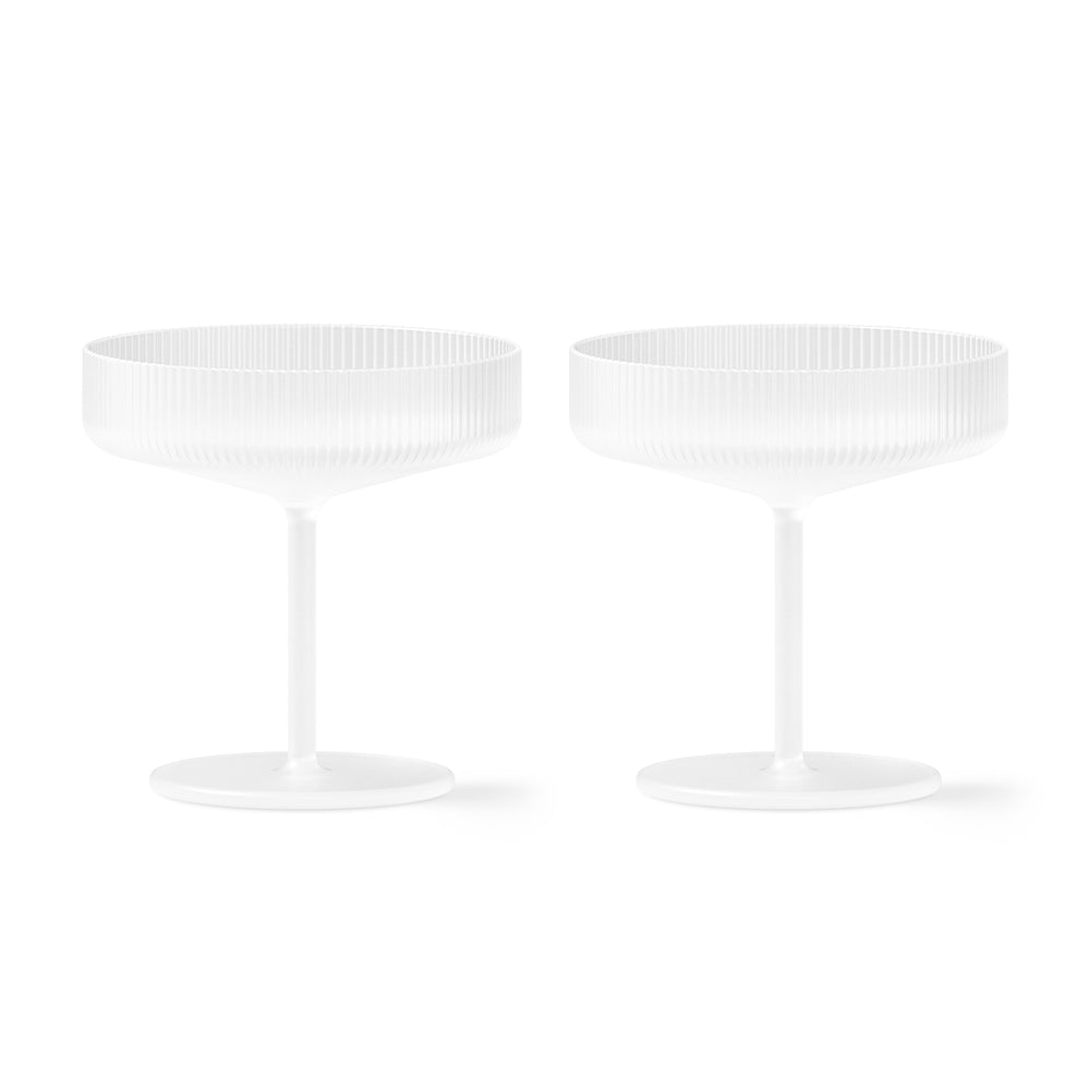 Ferm Living - Ripple Champagnerglas (2er-Set) | frosted