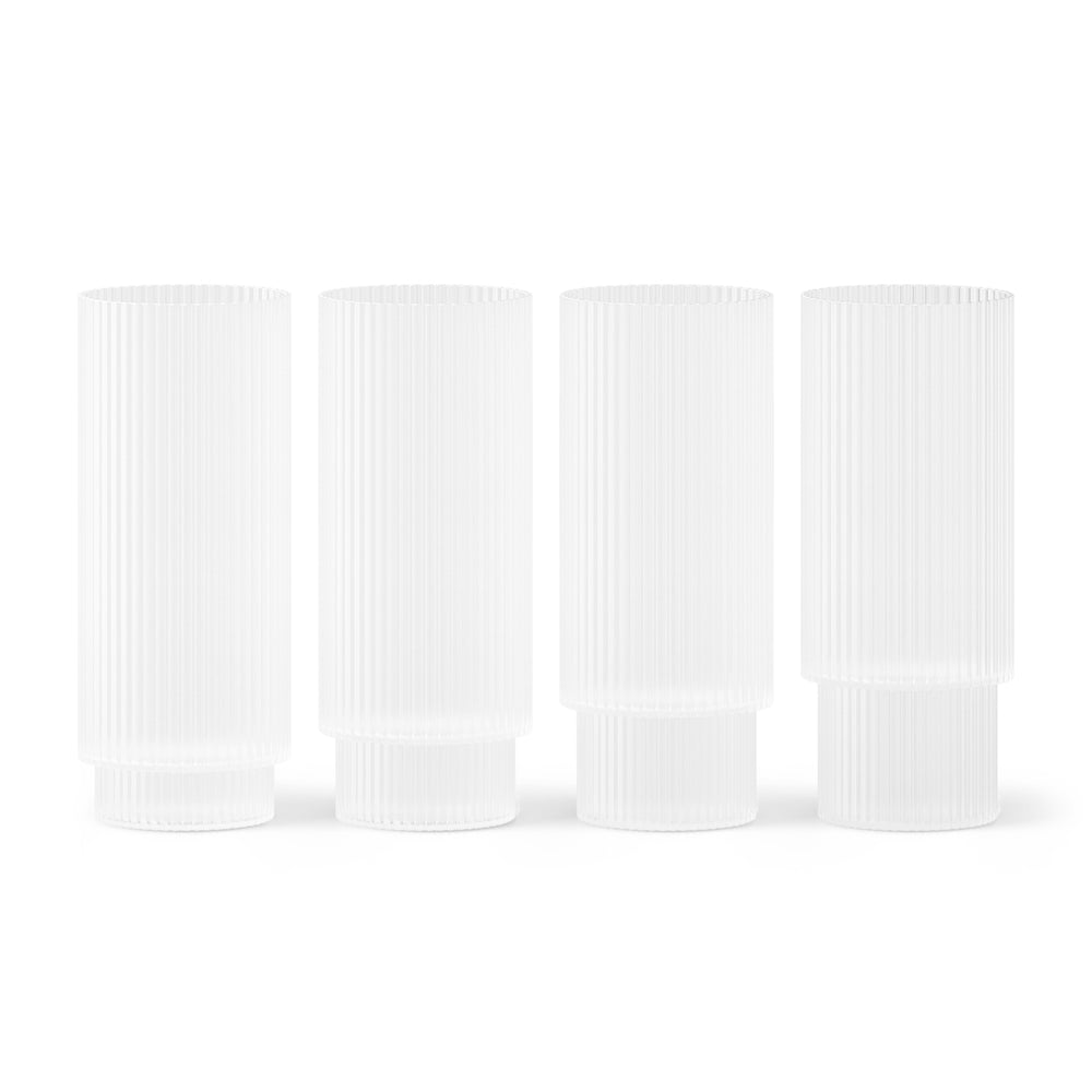 Ferm Living - Ripple Longdrink Gläser (4er-Set) | frosted