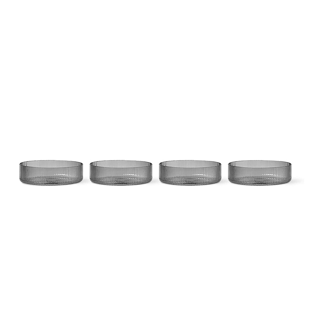 Ferm Living - Ripple Schale (4er-Set) | smoked grey