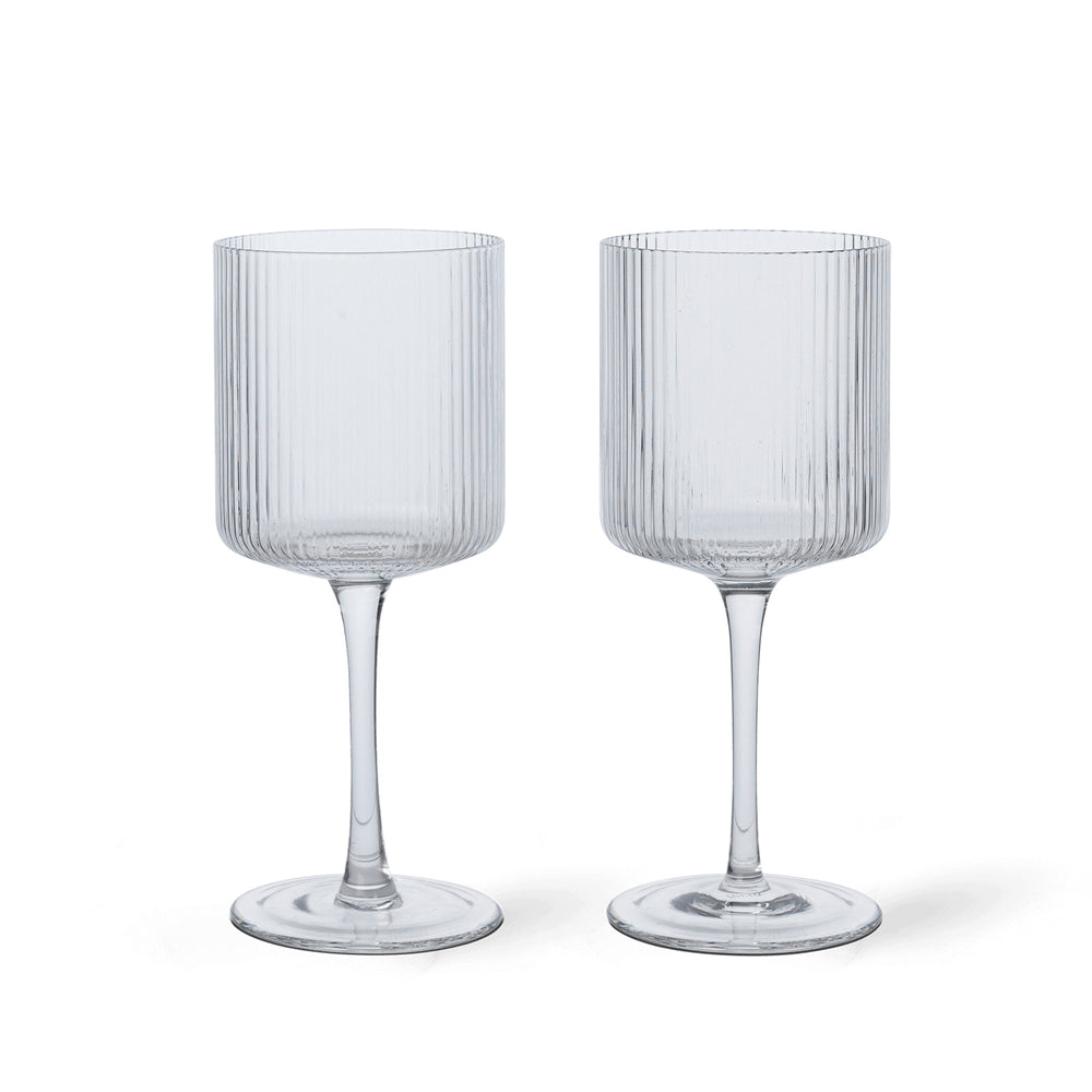 Ferm Living - Ripple Weißweinglas (2er-Set) | clear