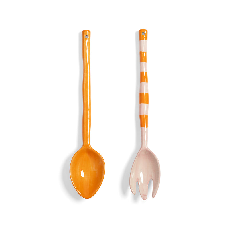 &amp;klevering - Boavista Salatbesteck | orange gestreift