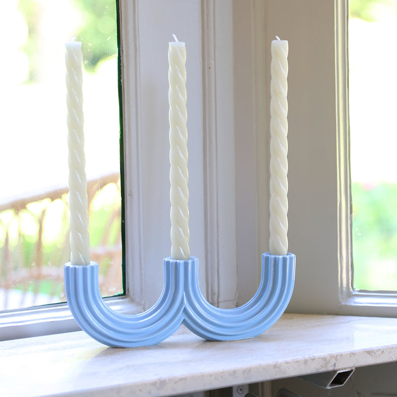 &amp;klevering - Churros Kerzenhalter | hellblau