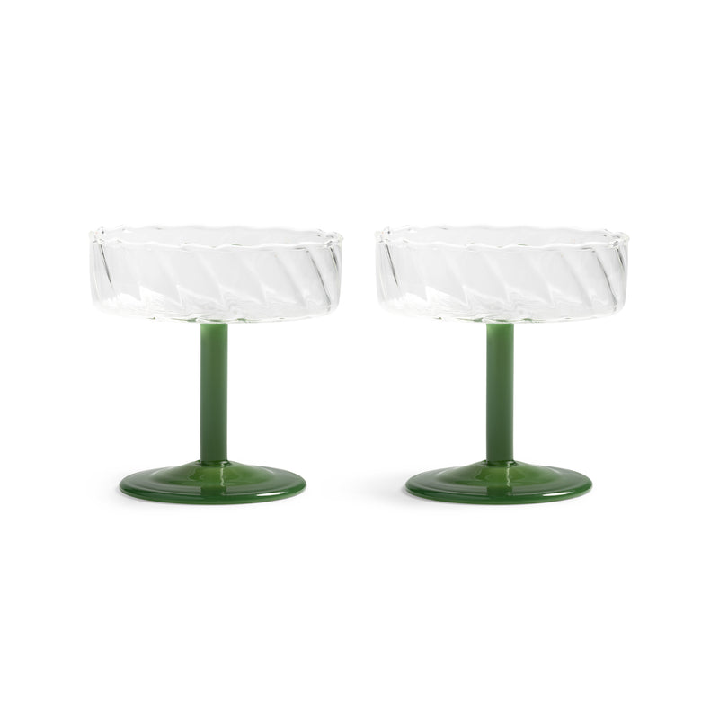 &amp;klevering - Coupe Twirl Champagnerglas | dark green